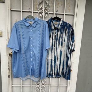 Set of 2- Hardaddy Mens XXL Button Up Short Sleeve Shirts polyester